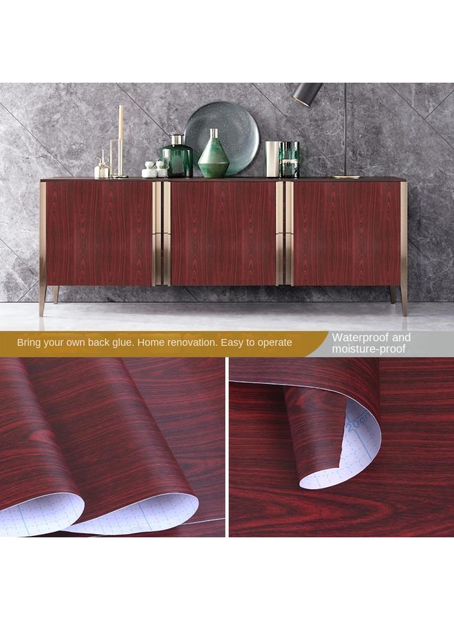 Bluejw Wood Stickers Red Wood Grain Wallpaper Self-adhesive Furniture Cabinet Wardrobe Instant Stickers Renovation Stickers Desktop Self-adhesive - Image 1