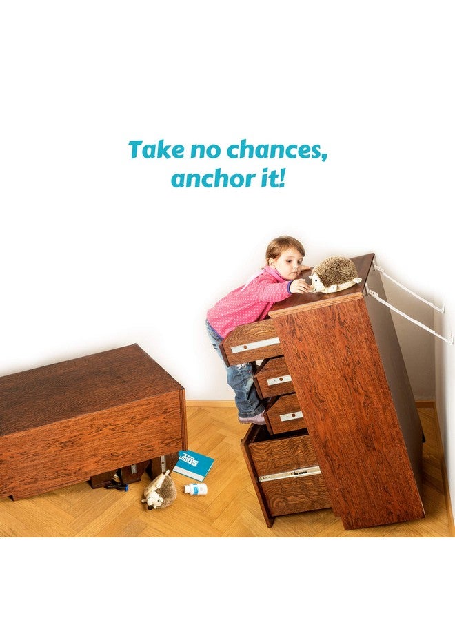 بوكسيكي كيدز مثبتات أثاث مضادة للطرف قابلة للتعديل لحماية الطفل ومجموعة تثبيت خزانة الملابس. 8 قطع من مرساة الحائط وأشرطة الزلازل. مجموعة أدوات سلامة الأطفال وأشرطة أثاث السلامة المنزلية (أبيض) - Image 3