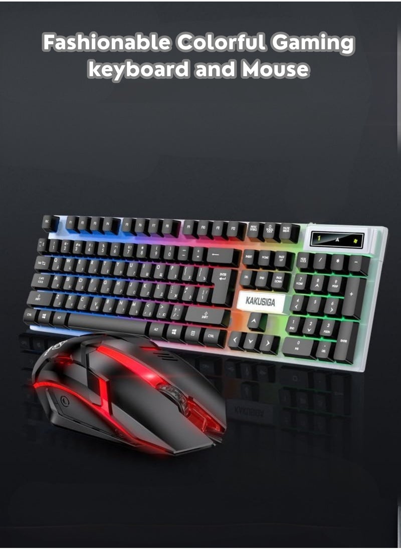 Ultra-Compact 103-Key RGB Gaming Keyboard & Mouse Combo – Hot-Swappable, Ergonomic Design, High DPI, Ideal for PC/Mac Gamers, Typists, and Travelers