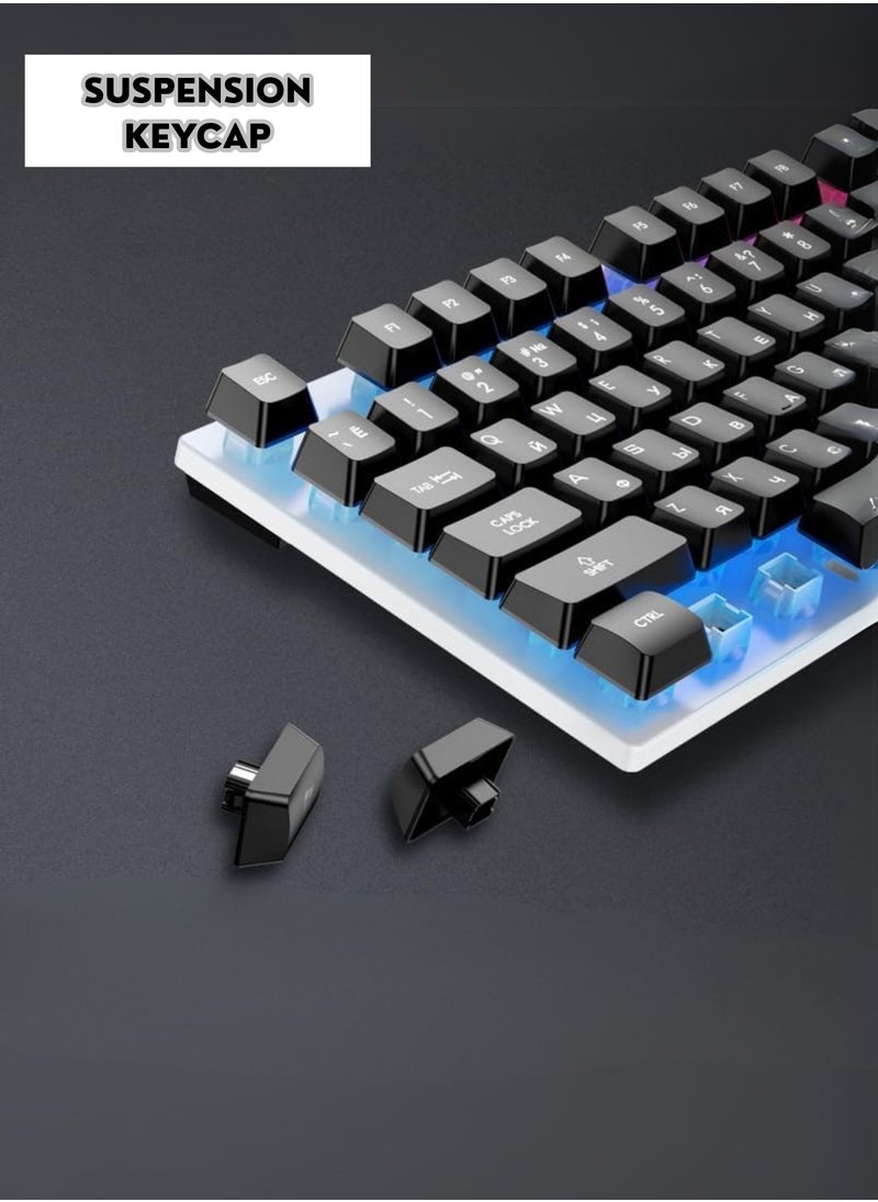Ultra-Compact 103-Key RGB Gaming Keyboard & Mouse Combo – Hot-Swappable, Ergonomic Design, High DPI, Ideal for PC/Mac Gamers, Typists, and Travelers