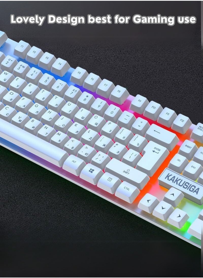 Ultra-Compact 103-Key RGB Gaming Keyboard & Mouse Combo – Hot-Swappable, Ergonomic Design, High DPI, Ideal for PC/Mac Gamers, Typists, and Travelers