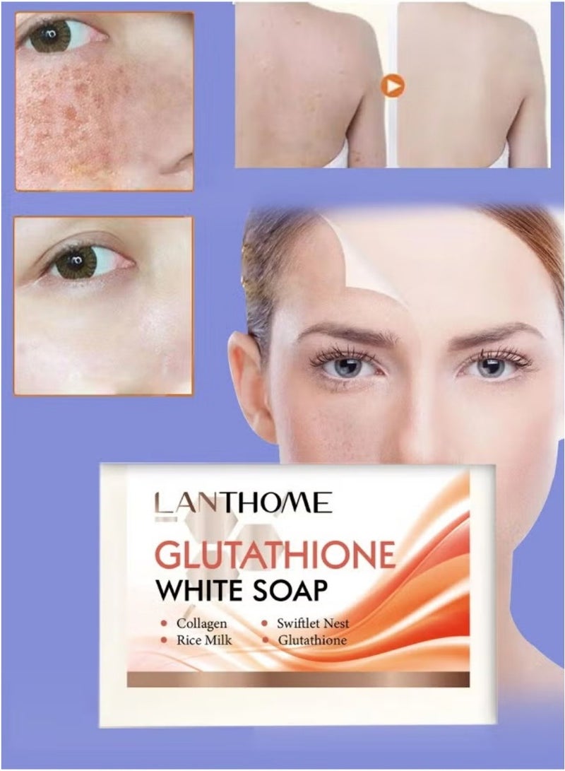 Lanthome 100g Glutathione Brightening Soap Bar – Skin Whitening with Kojic Acid for Face & Body, Smoothing Cream Soap for Even Tone - Image 1