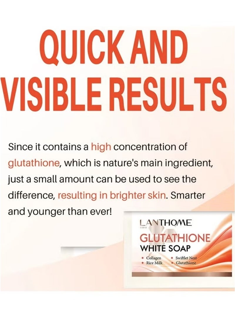 Lanthome 100g Glutathione Brightening Soap Bar – Skin Whitening with Kojic Acid for Face & Body, Smoothing Cream Soap for Even Tone - Image 4