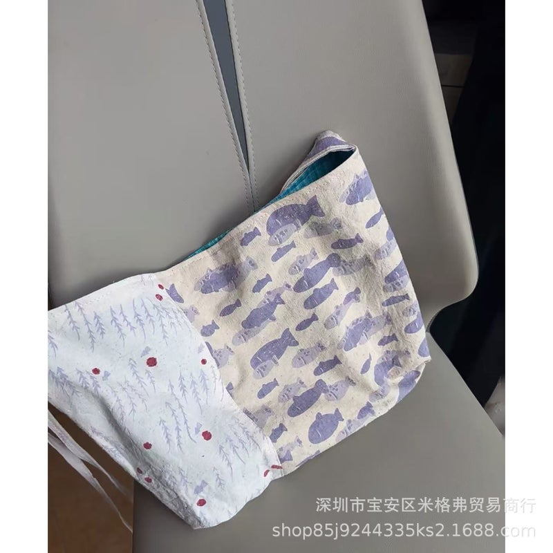 Retro Floral Canvas Tote Bag - Image 3