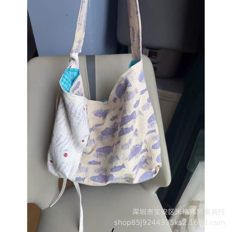 Retro Floral Canvas Tote Bag - Image 1