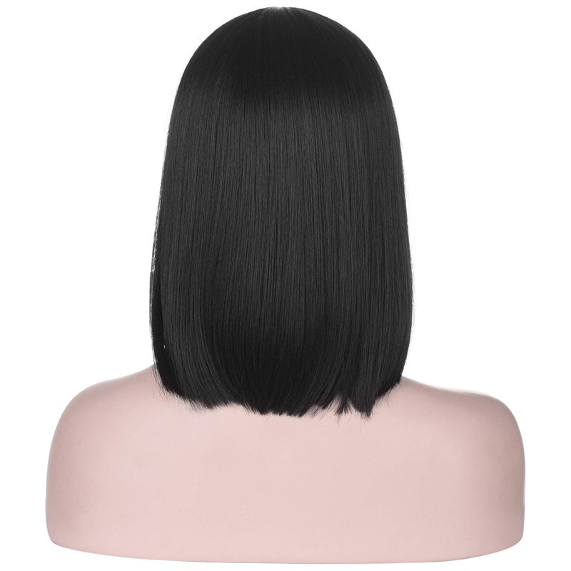 Deifor Short Straight Black Bob Wig with Bangs for Women | Natural Heat Resistant Synthetic Hair Wigs - Image 4