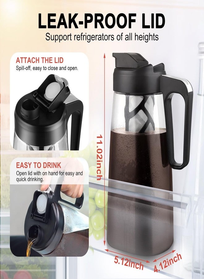 Sivaphe Large Ice Cold Coffee Maker 64 oz, Dishwasher Safty Traitan Carafe Pitcher Leak Proof, Iced Hot Coffee/Tea Brewer Method 2 Quart with Reusable Filter - Image 2