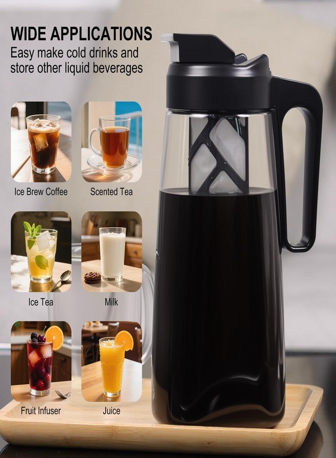 Sivaphe Large Ice Cold Coffee Maker 64 oz, Dishwasher Safty Traitan Carafe Pitcher Leak Proof, Iced Hot Coffee/Tea Brewer Method 2 Quart with Reusable Filter - Image 3