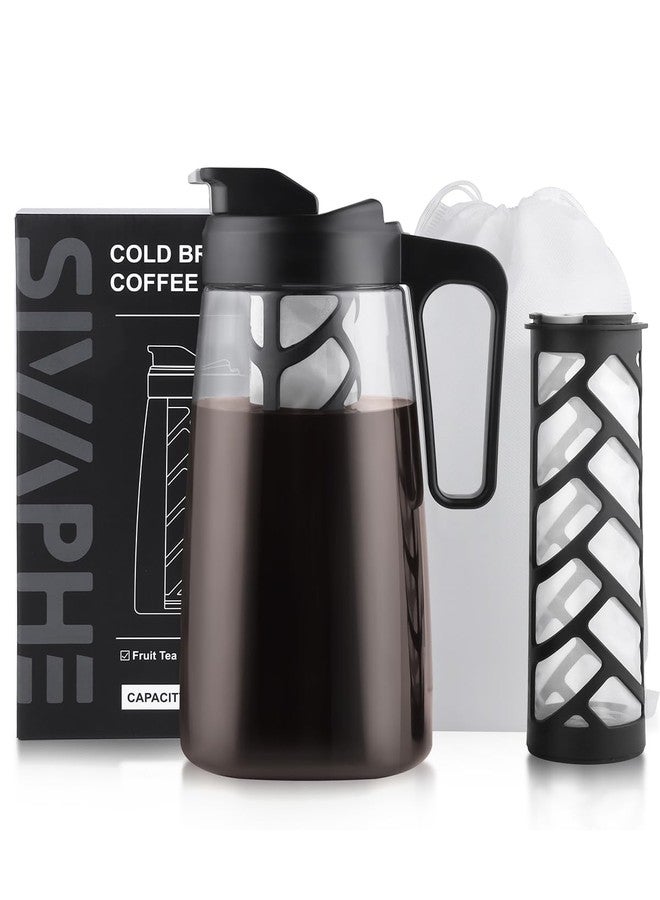 Sivaphe Large Ice Cold Coffee Maker 64 oz, Dishwasher Safty Traitan Carafe Pitcher Leak Proof, Iced Hot Coffee/Tea Brewer Method 2 Quart with Reusable Filter - Image 1