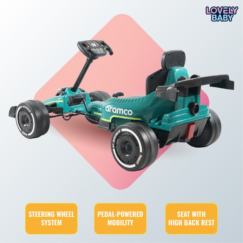Lovely Baby Kids Licensed Pedal Go Kart LB 6003E – Pedal Powered Ride-On Car with EVA Wheels, Hand Brake, Forward & Reverse Gear, Sport Design for Kids Ages 3–8 Years - Green - Image 5