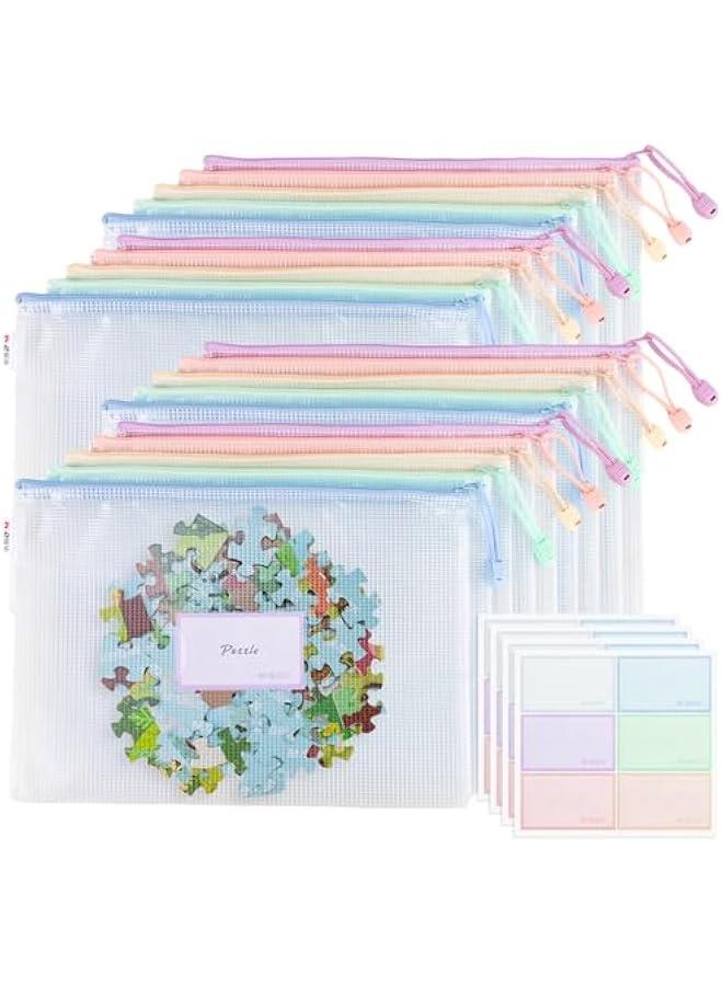 Pelican Mesh Zipper Pouch Bags for Organizing Storage, Waterproof A4 Pouches with Label Pocket, Macaroon Colors, Ideal for Board Games and Office Supplies.  - Image 1