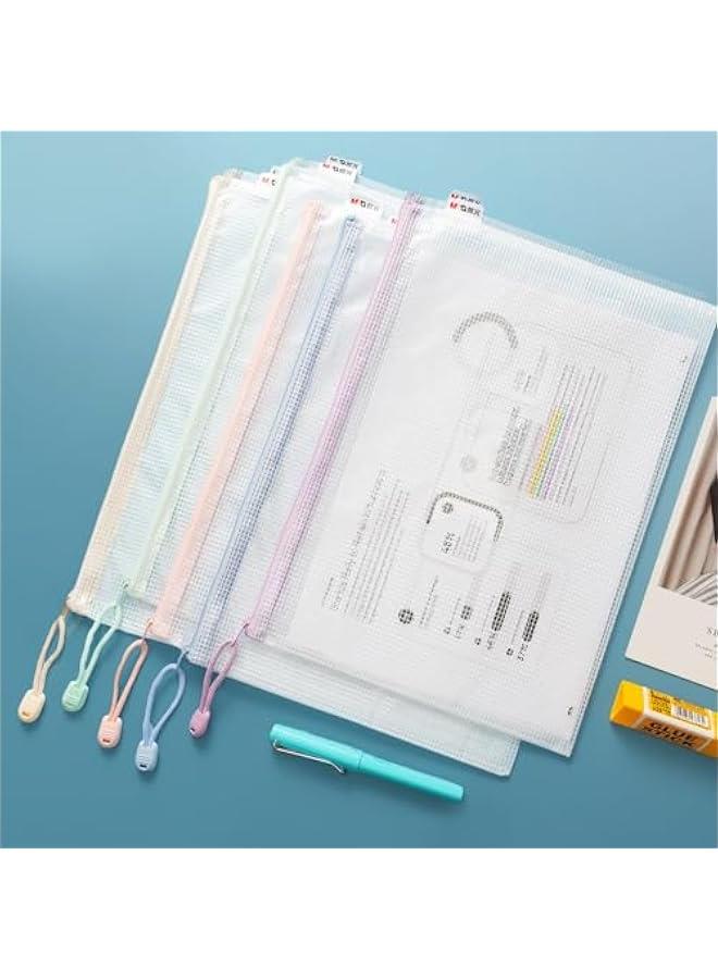 Pelican Mesh Zipper Pouch Bags for Organizing Storage, Waterproof A4 Pouches with Label Pocket, Macaroon Colors, Ideal for Board Games and Office Supplies.  - Image 2
