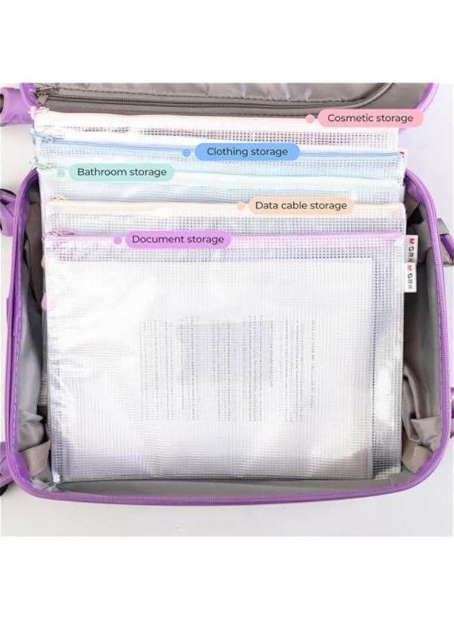 Pelican Mesh Zipper Pouch Bags for Organizing Storage, Waterproof A4 Pouches with Label Pocket, Macaroon Colors, Ideal for Board Games and Office Supplies.  - Image 5
