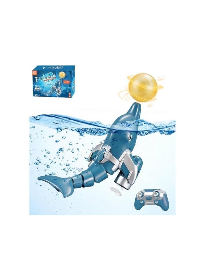 Remote Control Dolphin Toy for Kids, 2.4GHz High Simulation RC Dolphin for Lake River Pool, Great Gift RC Boat Water Toys with Dolphin Head Ball Rotation for Boys and Girls - Image 1