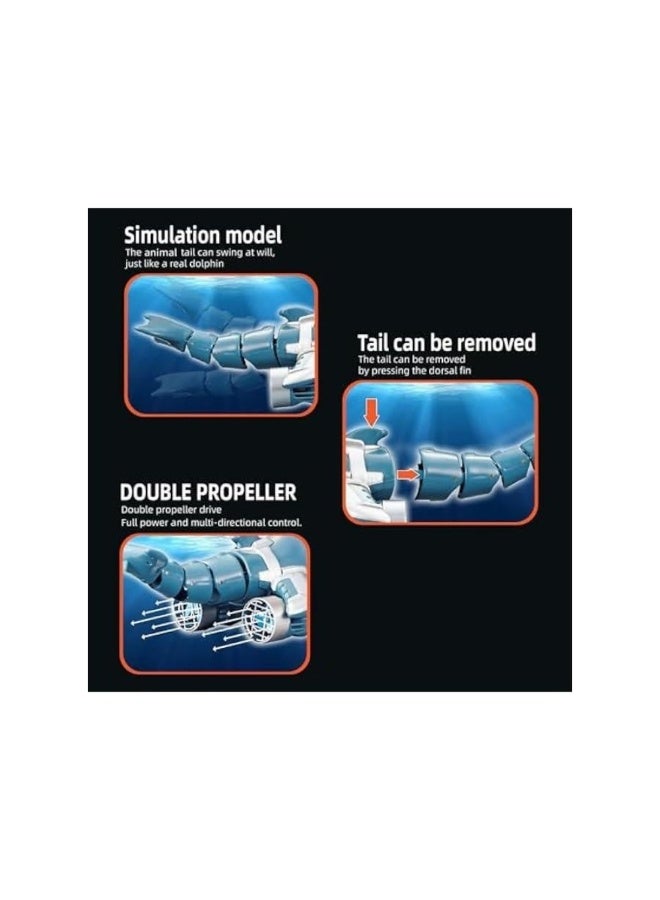 Remote Control Dolphin Toy for Kids, 2.4GHz High Simulation RC Dolphin for Lake River Pool, Great Gift RC Boat Water Toys with Dolphin Head Ball Rotation for Boys and Girls - Image 3