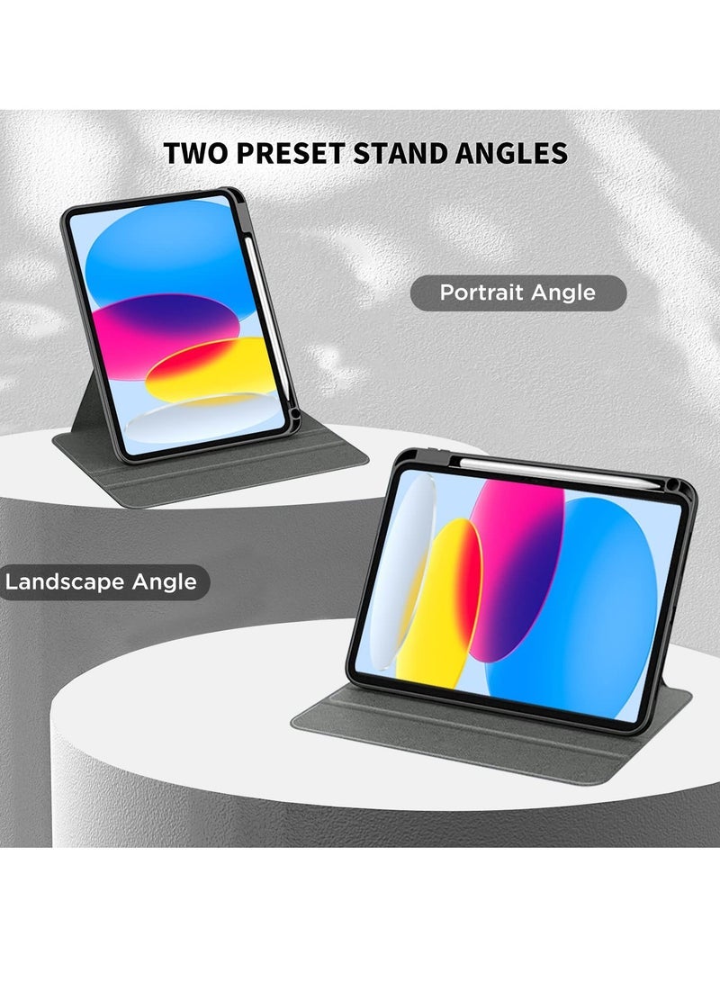 Gravity Rotating Case for iPad (A16)11th Generation 11 inch (2025) / iPad 10th Generation 10.9 inch(2022) with Pencil Holder,Auto Wake/Sleep,360 Degree Rotation Protective Stand Cover Clear Back- Black - Image 2