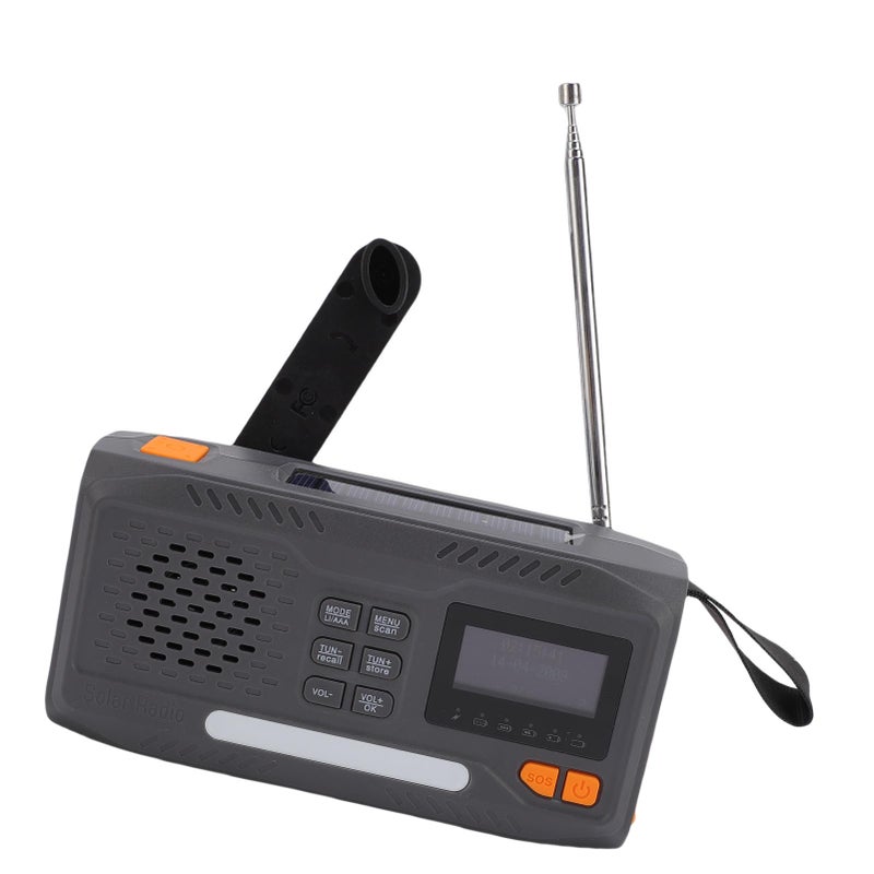 Emergency Radio Hand Crank Solar Charging DAB FM Radio 7400mWh Battery Flashlight Digital Screen Headphone Jack SOS Function - Image 5