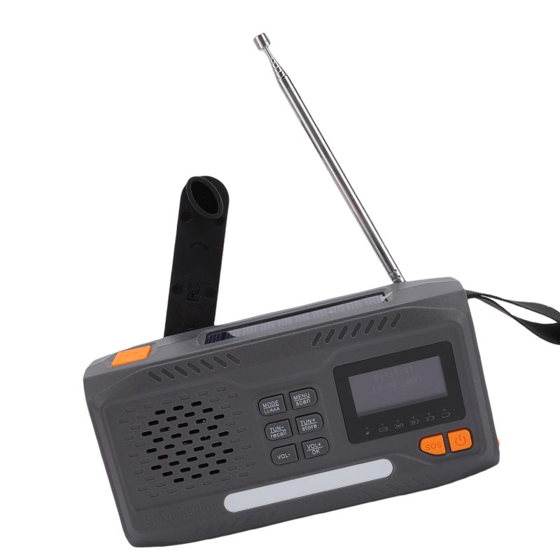 Emergency Radio Hand Crank Solar Charging DAB FM Radio 7400mWh Battery Flashlight Digital Screen Headphone Jack SOS Function - Image 4