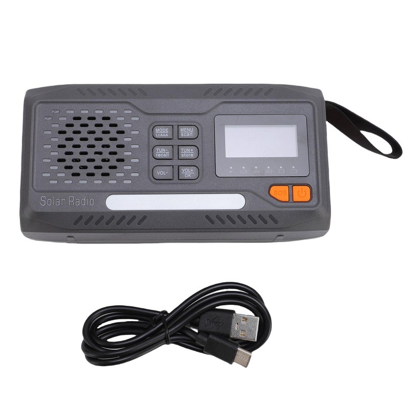 Emergency Radio Hand Crank Solar Charging DAB FM Radio 7400mWh Battery Flashlight Digital Screen Headphone Jack SOS Function - Image 1