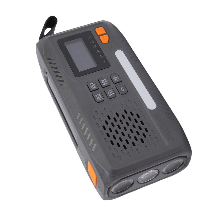 Emergency Radio Hand Crank Solar Charging DAB FM Radio 7400mWh Battery Flashlight Digital Screen Headphone Jack SOS Function - Image 3