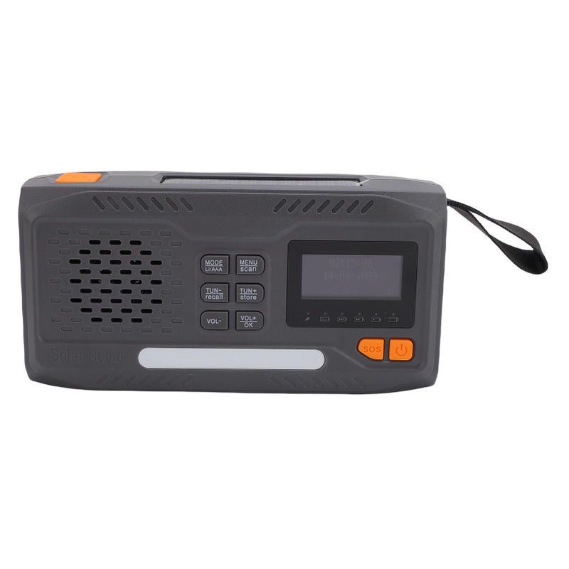 Emergency Radio Hand Crank Solar Charging DAB FM Radio 7400mWh Battery Flashlight Digital Screen Headphone Jack SOS Function - Image 2