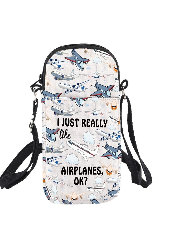 BNQL Airplane Crossbody Bag Airplane Lover Gifts Aviation Pilot Gifts Plane Gift I Just Really Like Airplanes Cell Phone Purse Bag - Image 1