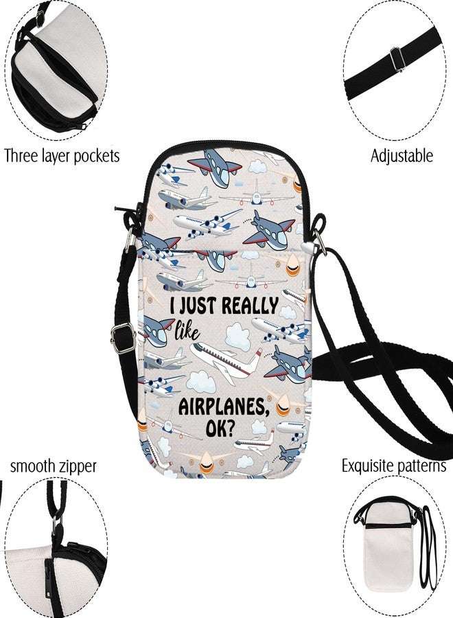 BNQL Airplane Crossbody Bag Airplane Lover Gifts Aviation Pilot Gifts Plane Gift I Just Really Like Airplanes Cell Phone Purse Bag - Image 5