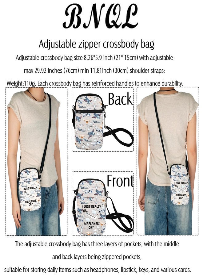 BNQL Airplane Crossbody Bag Airplane Lover Gifts Aviation Pilot Gifts Plane Gift I Just Really Like Airplanes Cell Phone Purse Bag - Image 2