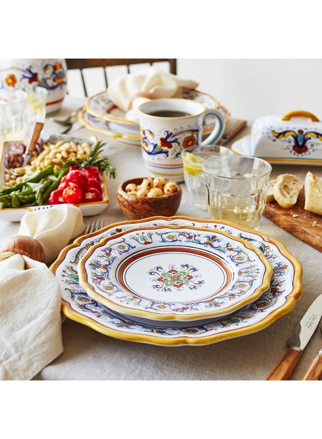 Sur La Table Nova Deruta 16 Piece Ceramic Dinnerware Set Italian Inspired Floral Designed Mugs Dinner Plates Salad Plates and Bowls Service for 4 - Image 2