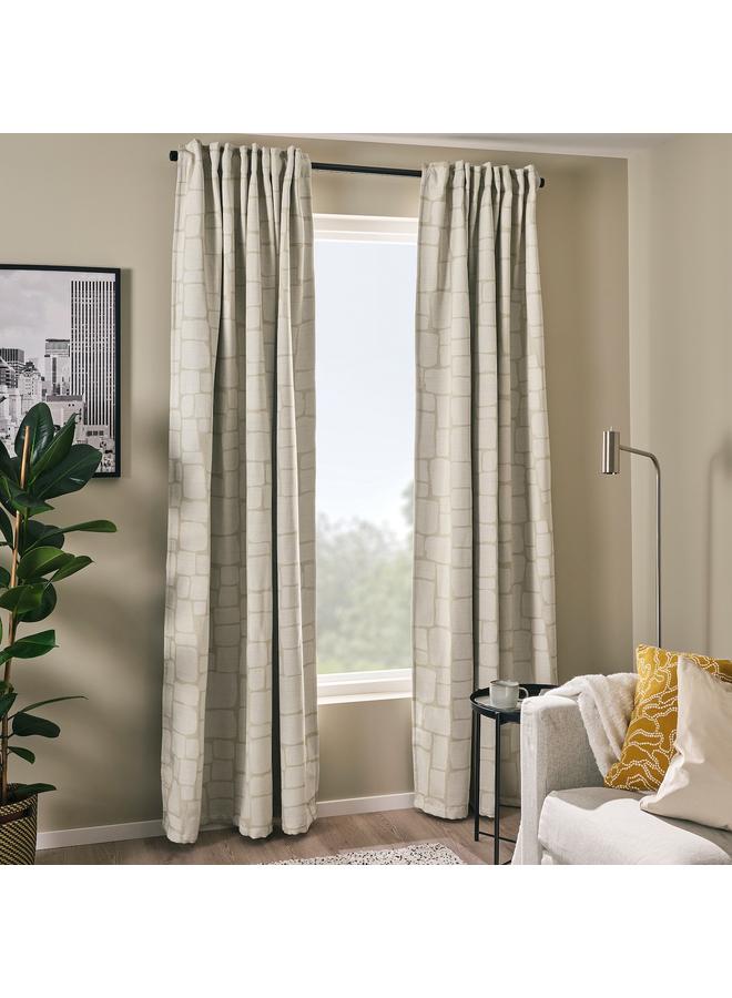 Zaboon Block-out curtains, 1 pair, with heading tape/beige, 145x300 cm - Image 2