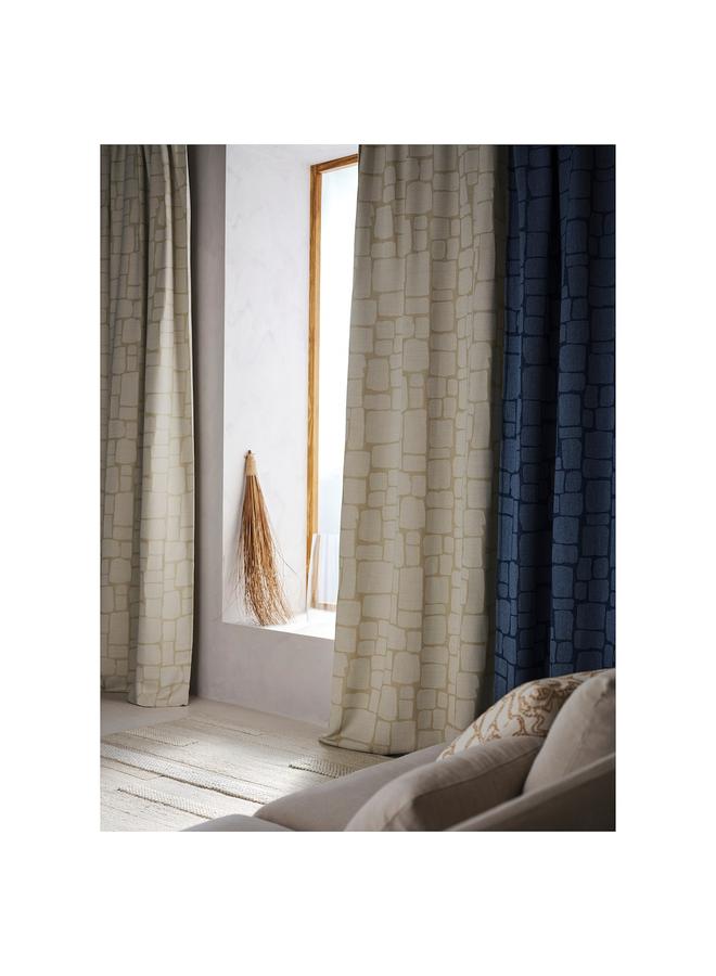 Zaboon Block-out curtains, 1 pair, with heading tape/beige, 145x300 cm - Image 3