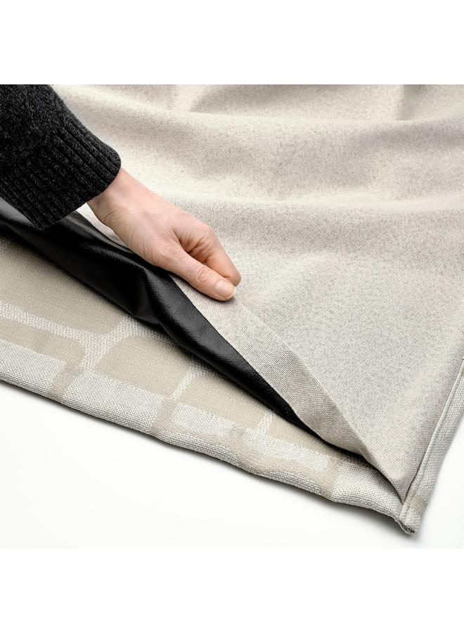 Zaboon Block-out curtains, 1 pair, with heading tape/beige, 145x300 cm - Image 4