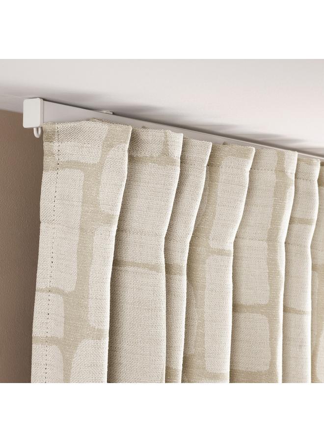 Zaboon Block-out curtains, 1 pair, with heading tape/beige, 145x300 cm - Image 5