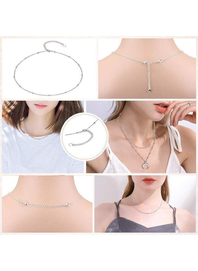 Sweet seven 3 Pcs 925 Sterling Silver Necklace Extenders Delicate Necklace Extender Chain Set for Women Durable Strong Removable Necklace Bracelet Anklet Extension Jewelry Making Chains 2" 3.15" 4" - Image 2