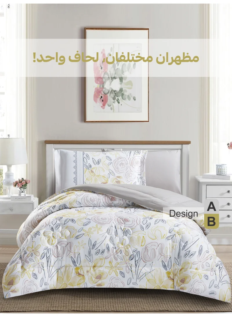دوناتيلا طقم مفرش سرير 4 قطع مقاس مفرد ونص يناسب سرير 120×200 , تصميم مشجر انيق , مايكروفايبر فائق النعومة , يناسب جميع الفصول