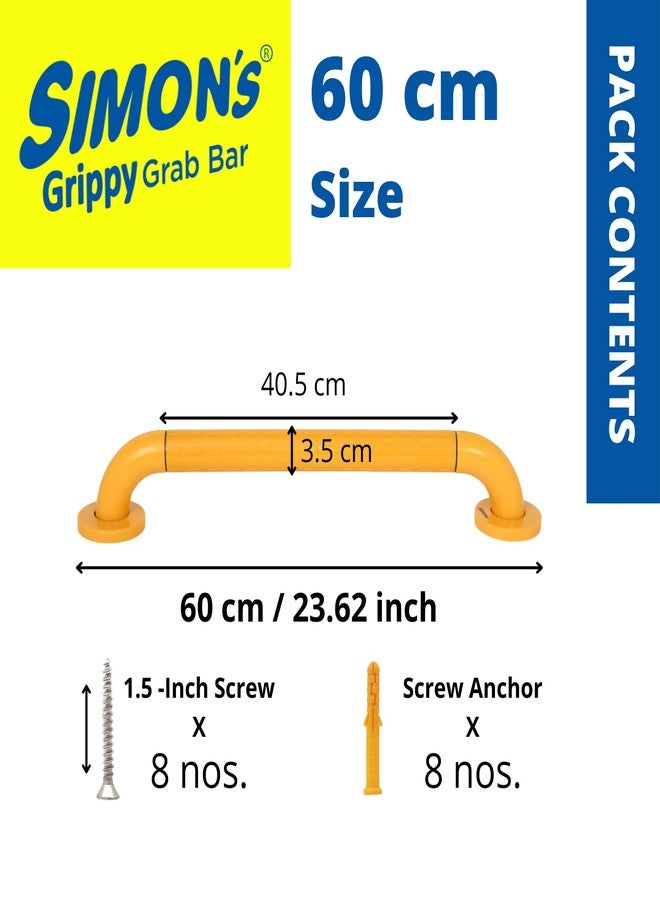 Simon's Grippy Heavy-Duty Nylon and SS304 Inside Bathroom and Toilet Anti Slip Grab bar with for Elderly Hand Railing and Safety Handle| Orange | 3.5 cm Broad, 60cm Length - Pack of 1 - Image 2