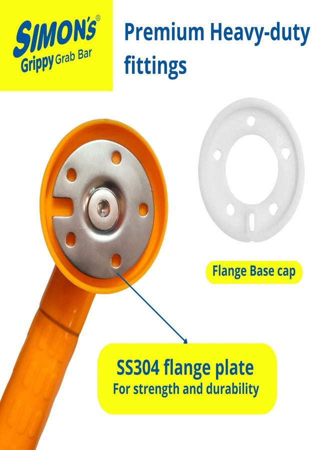 Simon's Grippy Heavy-Duty Nylon and SS304 Inside Bathroom and Toilet Anti Slip Grab bar with for Elderly Hand Railing and Safety Handle| Orange | 3.5 cm Broad, 60cm Length - Pack of 1 - Image 5