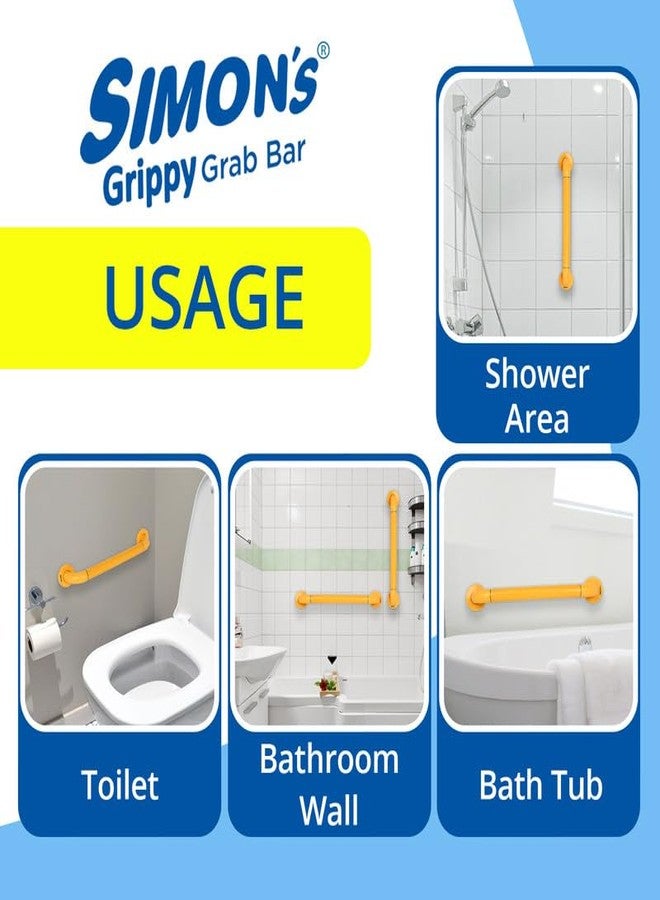 Simon's Grippy Heavy-Duty Nylon and SS304 Inside Bathroom and Toilet Anti Slip Grab bar with for Elderly Hand Railing and Safety Handle| Orange | 3.5 cm Broad, 60cm Length - Pack of 1 - Image 3