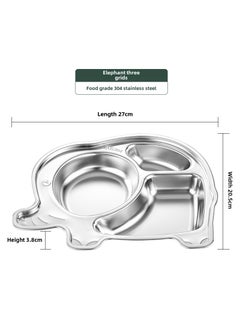 304 Stainless Steel Partitioned Dinner Plate for Kids Elephant