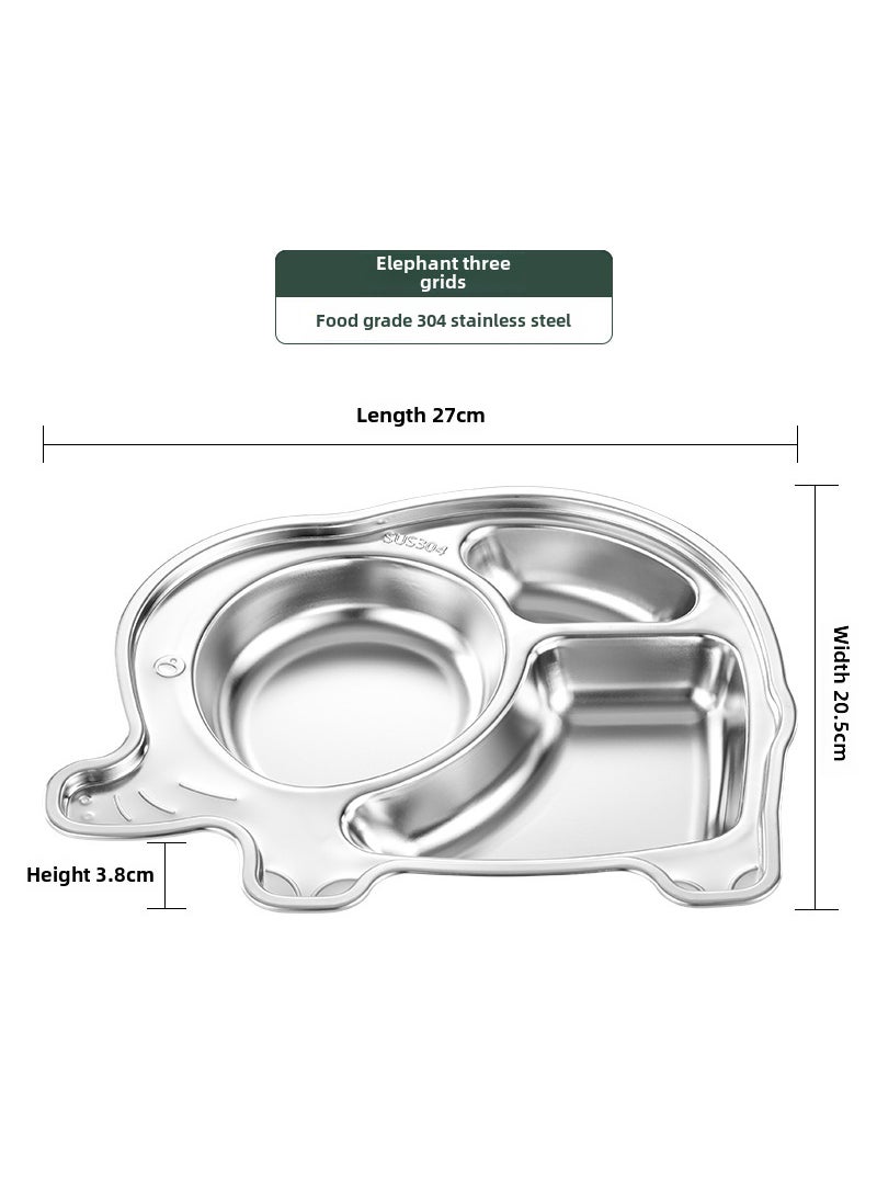 Generic - 304 Stainless Steel Partitioned Dinner Plate for Kids Elephant - Image 1