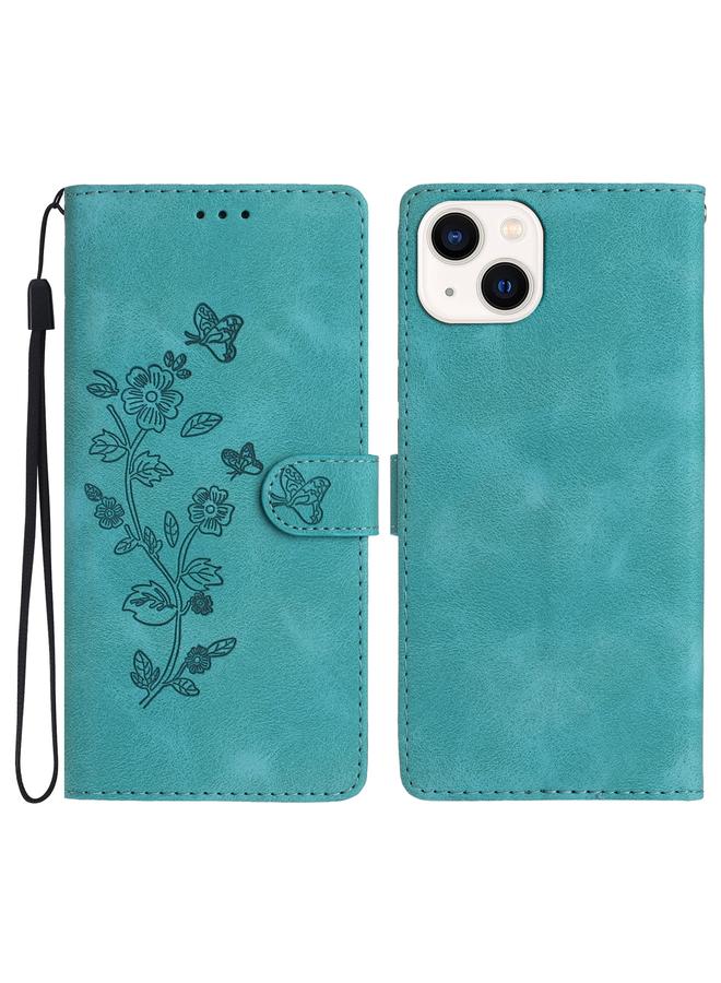 اس-توب جراب هاتف جلدي بنقشة زهور وفراشات لهاتف iPhone 14 Plus - Image 1