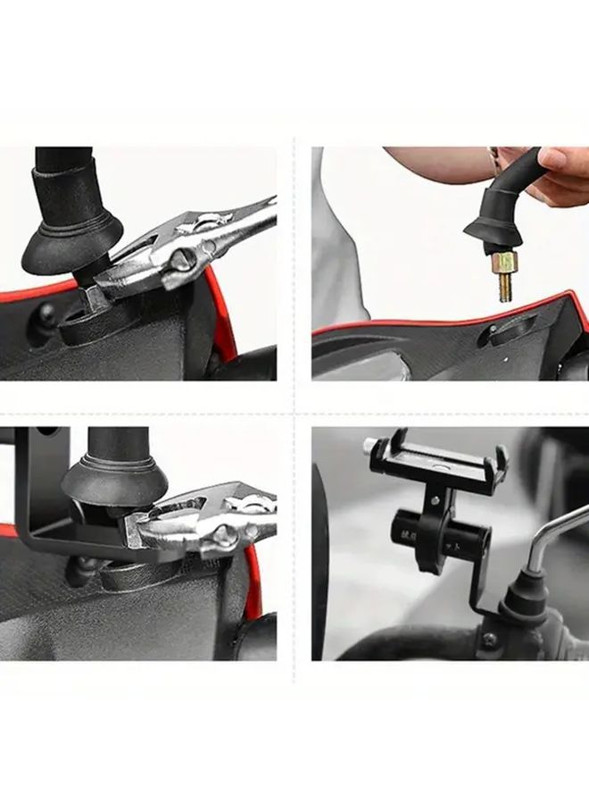Black Aluminum Universal Motorcycle Bicycle Phone Holder Handlebar Mount - Image 5