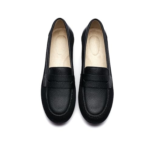 DeYashopin Women's Flats Shoes Non-Slip Ballet Shoes for Dressy Occasions,Walking and Driving Lightweight & Flexible for Comfort, Grid PU (Black 9) - Image 4