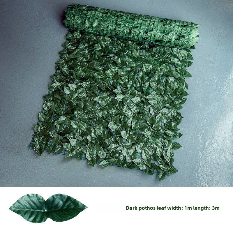 Generic Artificial Leaf Hedge Privacy Screen Fence Dark green radish leaf fence 