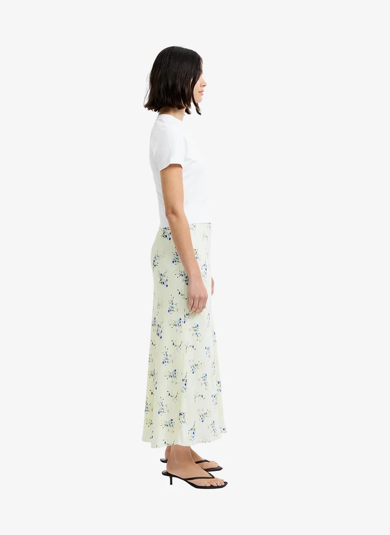 French Connection Women's Cucumber Crush Harper Fleur Bias Midi Skirt