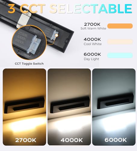 CLOUDY BAY [6 Pack] 3 Color Low Voltage 12-24V LED Step Lights Outdoor,2.5W Landscape Cutoff Stair Riser Light,Deck Step Lights Outside Accent Lighting Fixtures,Wet Location,Black - Image 2