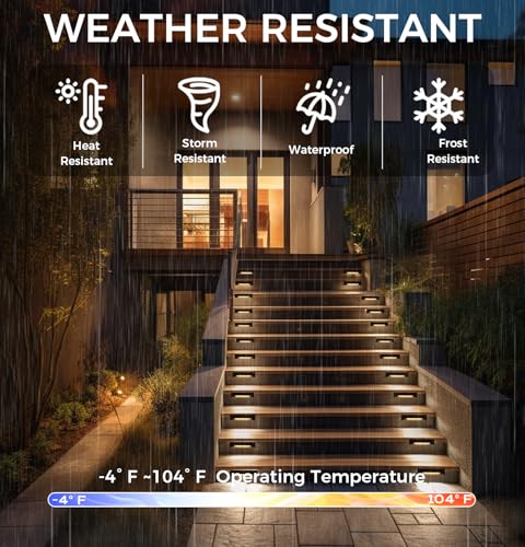 CLOUDY BAY [6 Pack] 3 Color Low Voltage 12-24V LED Step Lights Outdoor,2.5W Landscape Cutoff Stair Riser Light,Deck Step Lights Outside Accent Lighting Fixtures,Wet Location,Black - Image 5