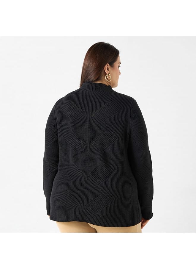 Ulla Popken Plus Size Ulla Popken Embellished High-Neck Sweater with Long Sleeves  - Image 3