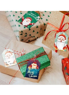 Generic 120 Pcs Christmas Gift Tags, labels Hanging Tag Label  DIY Decorations Present Wrapping, with 20m / 66ft Ribbons, Gift Decoration, 12 Styles  - Image 2