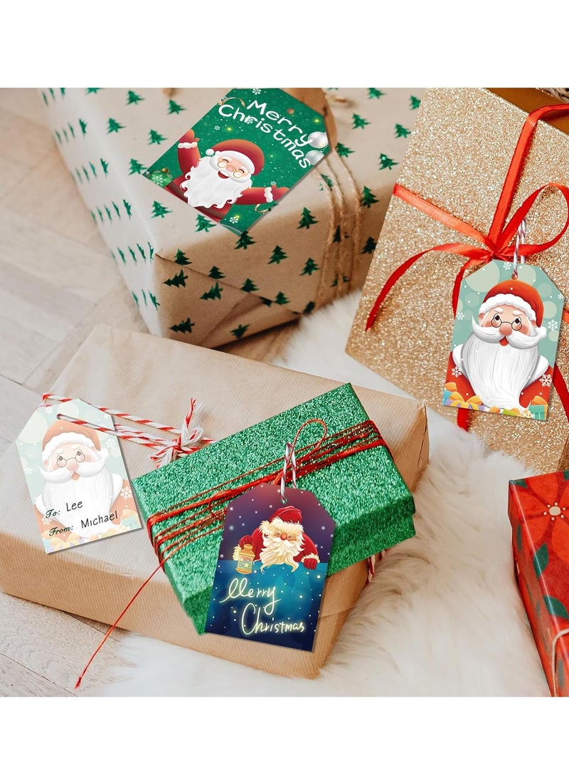 120 Pcs Christmas Gift Tags, labels Hanging Tag Label  DIY Decorations Present Wrapping, with 20m / 66ft Ribbons, Gift Decoration, 12 Styles - Image 2